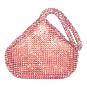 Women's Rose Gold Rhinestone Clutch Handbag Purse